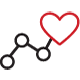 Black and red line art of a line graph increasing up with a large heart on the last point Black and red line art of a line graph increasing up with a large heart on the last point